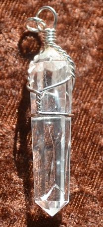 Bergkristall-Doppelender-Anhänger In Silber Eingefasst
